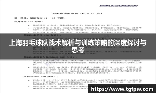 上海羽毛球队战术解析与训练策略的深度探讨与思考